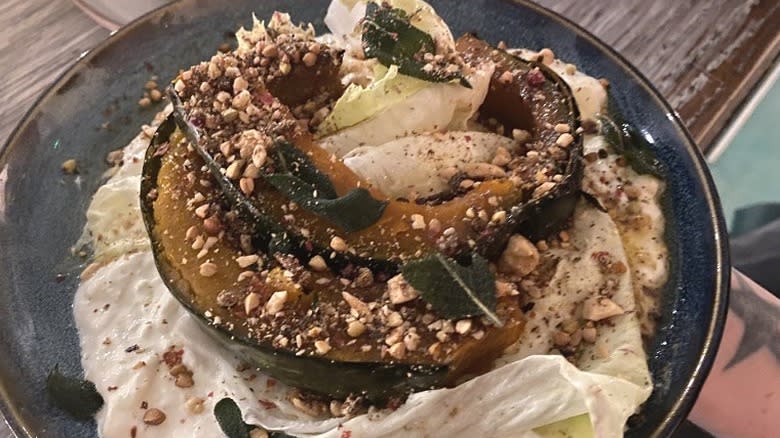 Roasted delicata squash over stracciatella