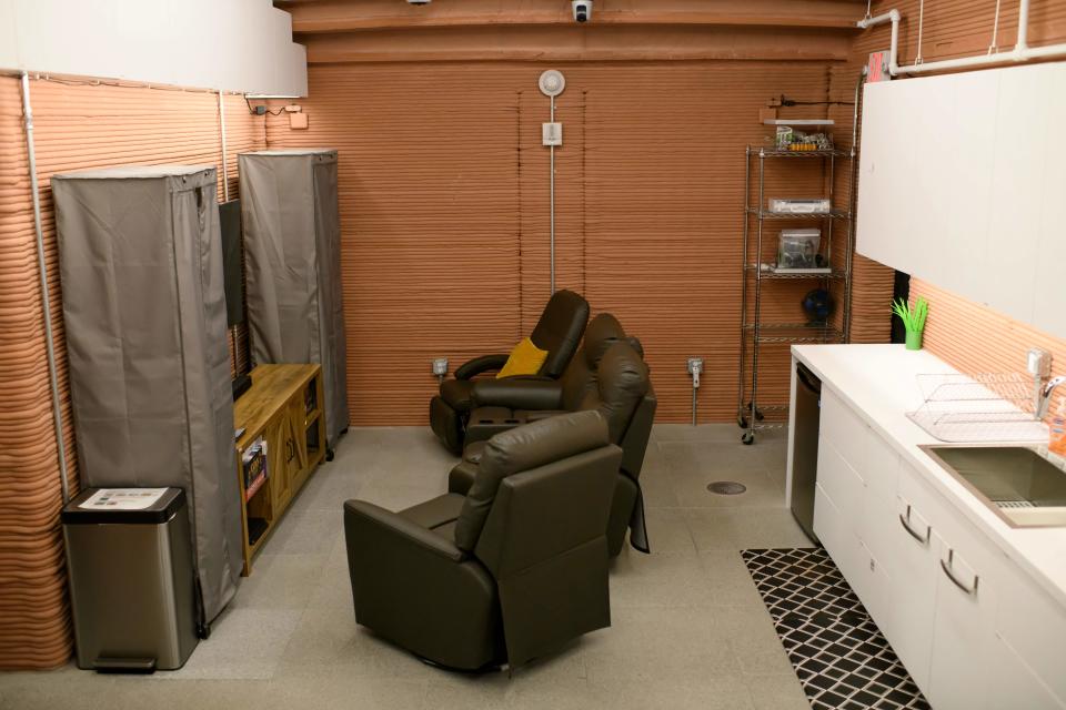 The living room/dining area inside of CHAPEA's Mars Dune Alpha at the Johnson Space center in Houston, Texas on April 11, 2023.