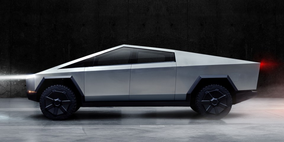 The Cybertruck, Tesla's first electric pickup truck, is seen in this undated handout picture released by the company. Tesla/Handout via REUTERS. 