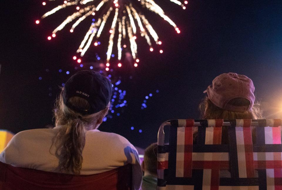 Ed and Eileen Deptula watch fireworks near Carolina Beach Boardwalk Gazebo in 2019, as part of Fireworks by the Sea and Boardwalk Blast.