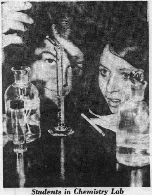 Students engage in chemistry lab at what was then called the University of Wisconsin Center- Fond du Lac in this file photo from 1972.