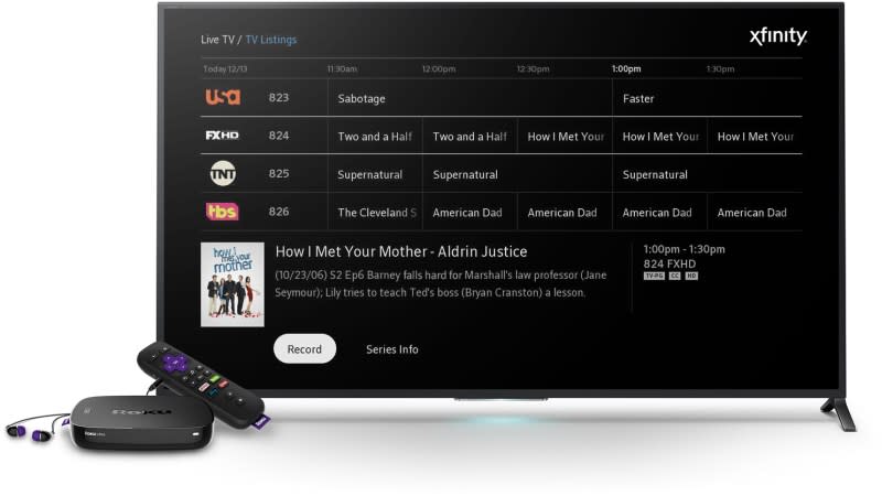 Comcast X1 guide on Roku