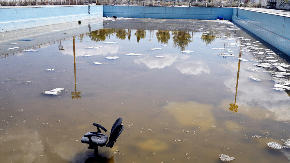 An abandoned swimming pool, pictured here in the Olympic Park in Athens.