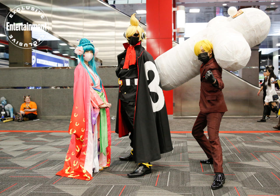 Hiyori, Soba Mask, and Sanji from <em>One Piece</em> cosplayers