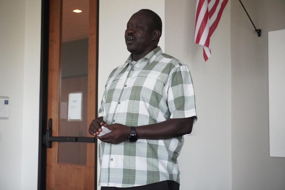 Jacob Atem, Ph.D, was one of 10 human books at this year's Human Library event on Sunday at Santa Fe College's Blount Hall. Atem was one of the 30,000 Lost Boys of Sudan.
(Credit: Photo by Voleer Thomas, Correspondent)