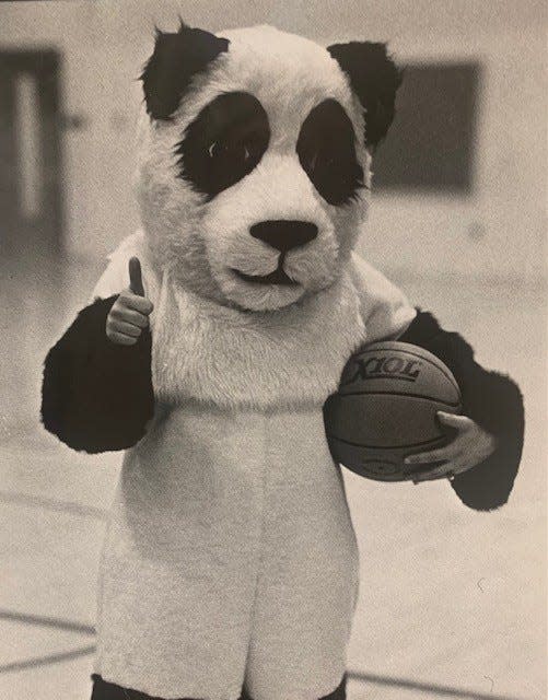 The Padua Panda at a long-ago basketball game.