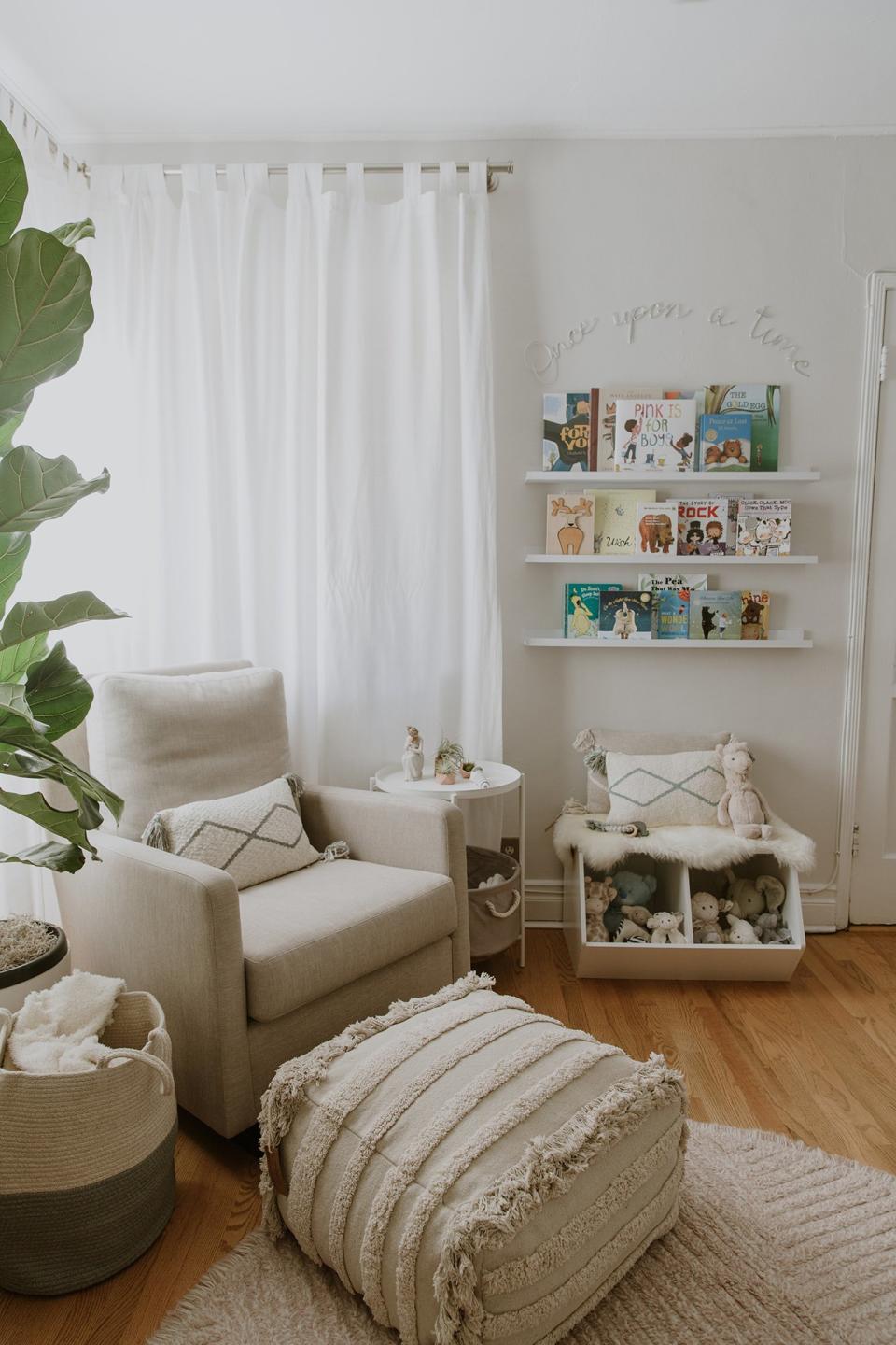 My “once upon a time” wall is another special detail. I grew up playing make-believe, and that all starts with losing yourself in stories. We read to him every day. I’m excited to watch him grow up.