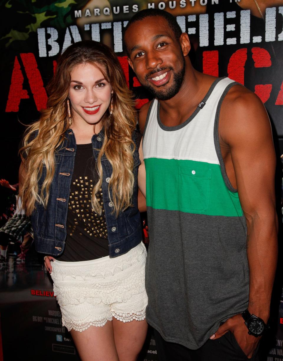 Dancer Allison Holker (L) and actor Stephen 'Twitch' Boss attend the premiere of 'Battlefield America' at AMC Universal City Walk on May 23, 2012 in Universal City, California.