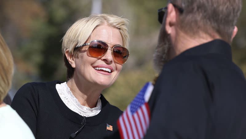 Carolyn Phippen, the executive director of Freedom Front of Utah, an advocacy group focused on individual rights and the free market, announced her candidacy for the 2024 Senate race in Draper on Wednesday, Nov. 1, 2023.