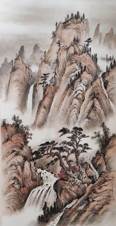 《圖說》91歲無師自通的張運東妙筆丹青國畫清新淡雅。〈張長林提供〉