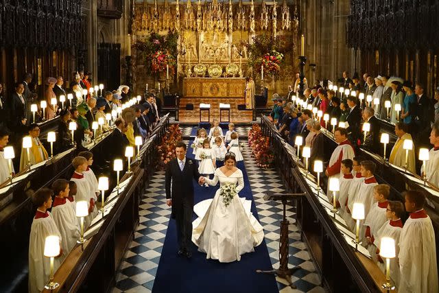 <p>Jonathan Brady - WPA Pool/Getty</p> Princess Eugenie and Jack Brooksbank on their Oct. 12, 2018 wedding day