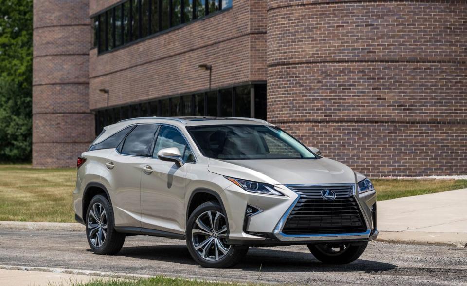 <p>Lexus tapped into something special when it first started selling <a rel="nofollow noopener" href="http://caranddriver.com/lexus/rx" target="_blank" data-ylk="slk:the cushy RX;elm:context_link;itc:0;sec:content-canvas" class="link ">the cushy RX</a> crossover in the late 1990s. This defining luxury SUV is no longer innocuous to look at, thanks to its wildly angular styling, but it's still plush and inoffensive to drive. Sales were strong in 2018, likely thanks to the addition of a new three-row version, <a rel="nofollow noopener" href="https://www.caranddriver.com/reviews/2018-lexus-rx350l-fwd-test-review" target="_blank" data-ylk="slk:the RX L;elm:context_link;itc:0;sec:content-canvas" class="link ">the RX L</a>.</p>