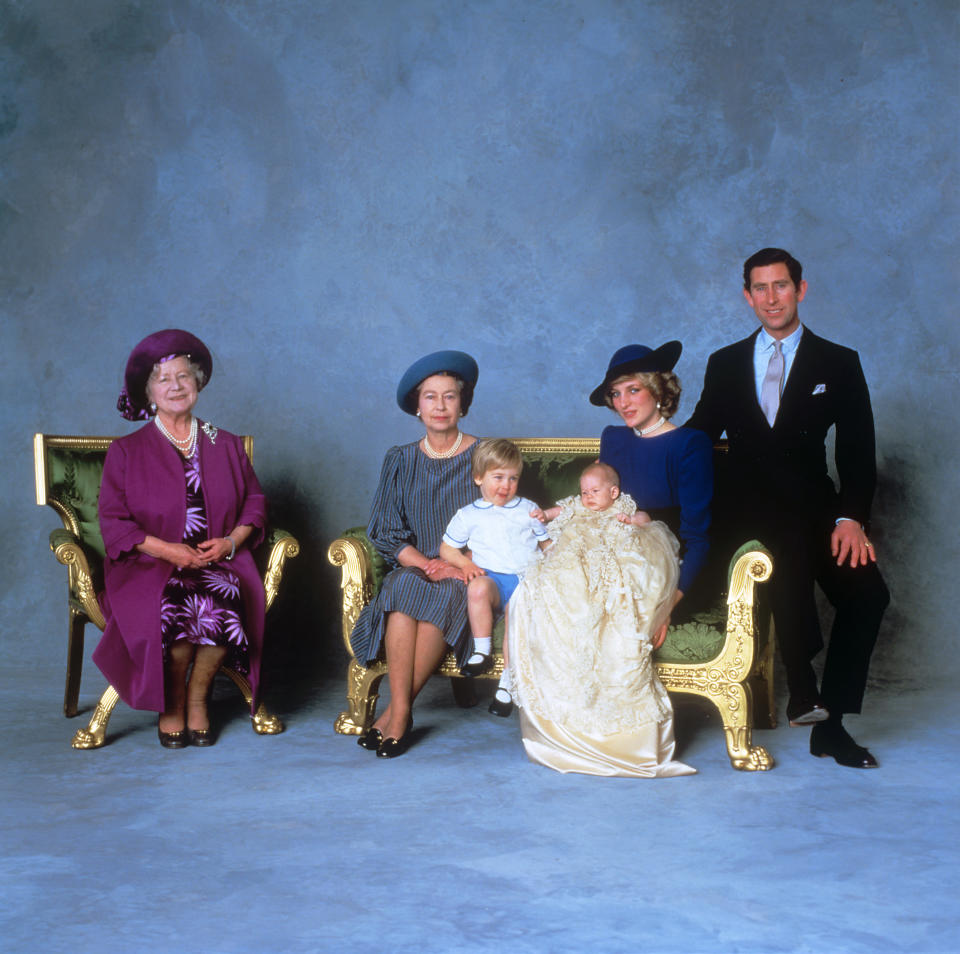 Princess Diana sat on the exact same couch when Prince Harry was christened back in 1984. Photo: Getty Images