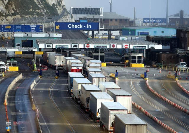 Lorries queue at Dover