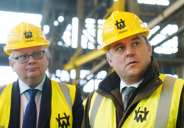 Ben Wallace visit to Harland & Wolff shipyard
