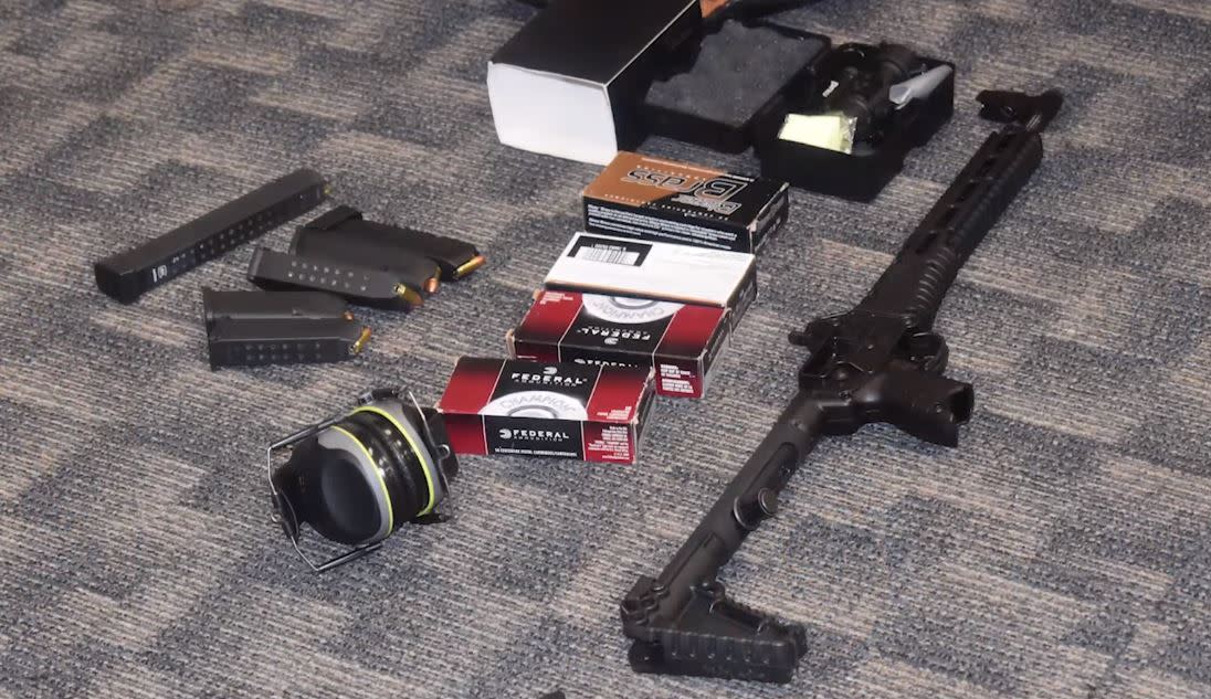Guns seized by police after a student threatened a mass shooting at Embry-Riddle Aeronautical University in Daytona Beach, Fla. (Daytona Beach Police Department)