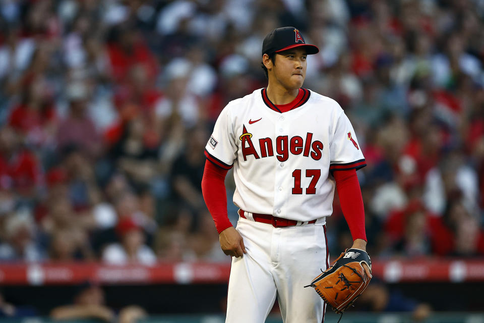 天使靠著大谷翔平的二刀流先發收下近期4連勝。(MLB Photo by Ronald Martinez/Getty Images)