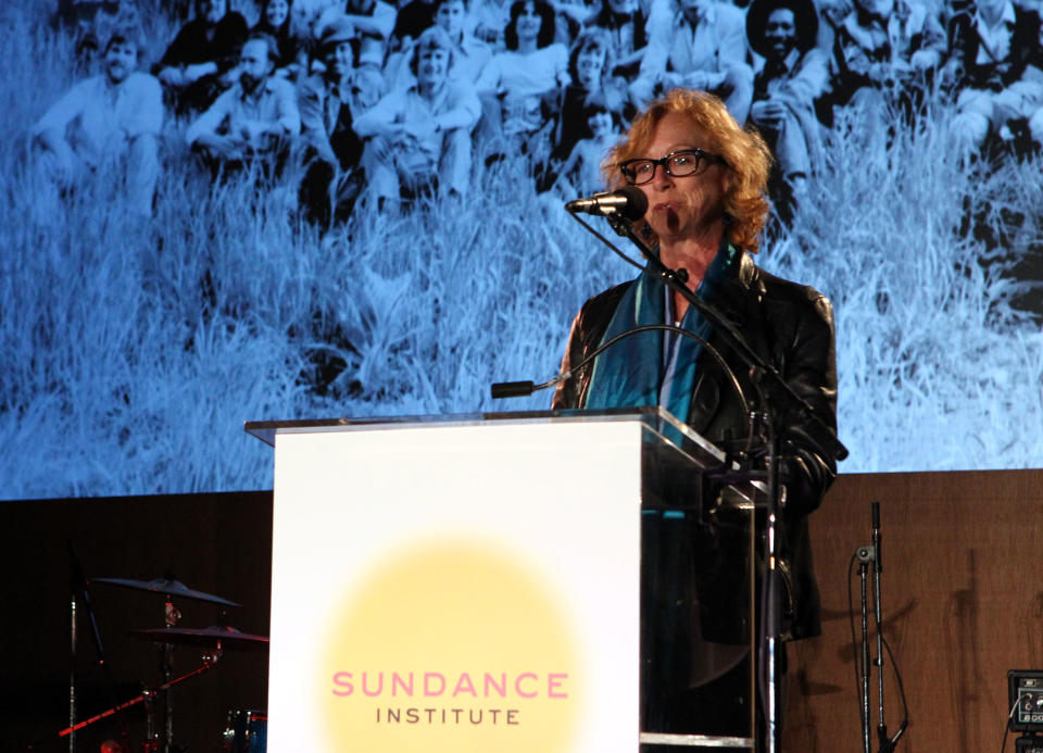 BEVERLY HILLS, CA - JUNE 08:  Honoree Director Michelle Satter speaks onstage at the 2011 "Celebrate Sundance Institute" Los Angeles Benefit at Franklin Canyon Ranch on June 8, 2011 in Beverly Hills, California.  (Photo by Alexandra Wyman/Getty Images for Sundance Institute)