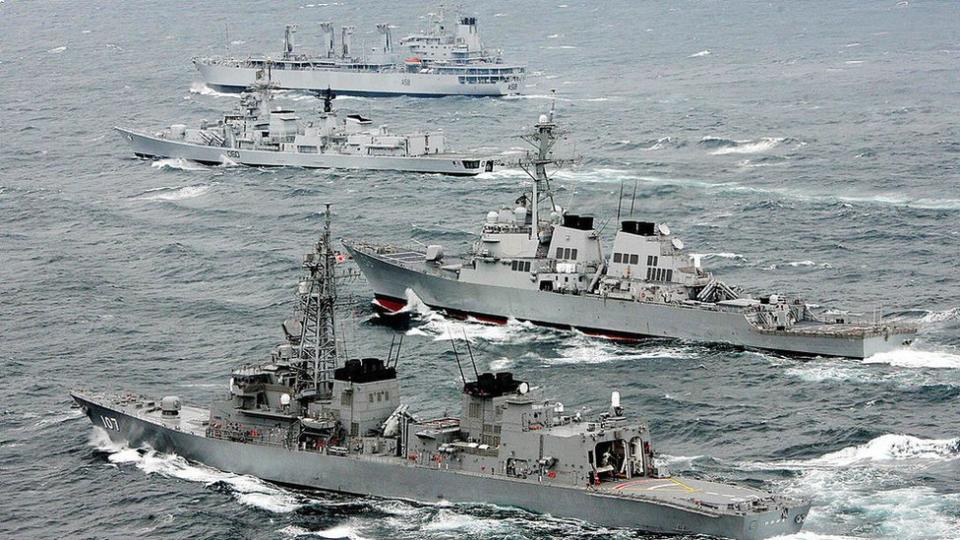 Buques de Japón, Estados Unidos e India participan en un ejercicio militar conjunto en el Pacífico