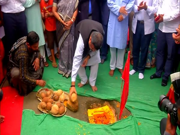 Union Minister Dharmendra Pradhan lays foundation stone of common user petroleum facility in Odisha's Dhenkanal district. (Photo/ ANI)