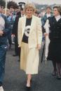 <p>This is proof that an oversized blazer will never go out of style. Diana wore this cream number over a sweater with the London Underground symbol on it while attending the London Marathon in April 1988.<br></p>