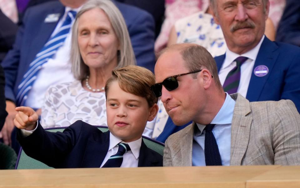 Mandatory Credit: Photo by Dave Shopland/Shutterstock (13018058af) Prince William and Prince George in the Royal Box on Centre Court Wimbledon Tennis Championships, Day 14, The All England Lawn Tennis and Croquet Club, London, UK - 10 Jul 2022