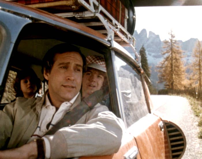 Dana Hill, Chevy Chase and Jason Lively in National Lampoon's European Vacation