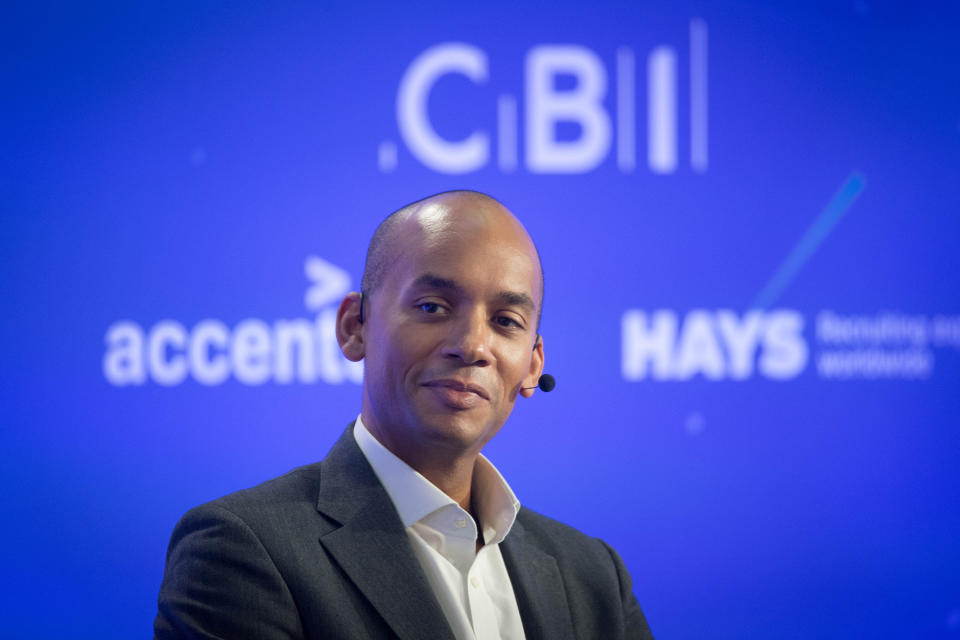 Former MP Chuka Umunna takes part in a discussion about the UK's role on the world stage, during the CBI annual conference at ITN Headquarters in central London. Photo: Stefan Rousseau/PA via Getty