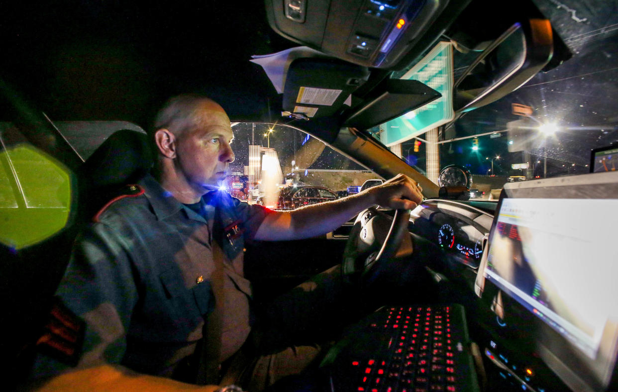 State police Sgt. John Gadrow in May. He was suspended and later opted to retire after a Charlestown police officer reported seeing him having sex with a woman in his cruiser while on duty last February.