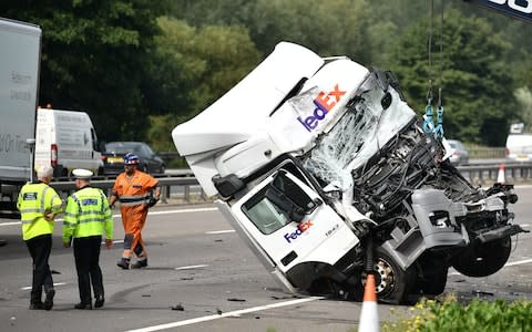 The FedEd lorry involved in the M1 collision - Credit:  Ben Cawthra/LNP