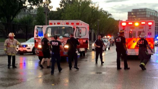 PHOTO: In this photo posted to the DC Fire and EMS Twitter account, first responders work at the scene of a lightning strike in Washington, D.C., on Aug. 4, 2022. (DC Fire and EMS/Twitter)