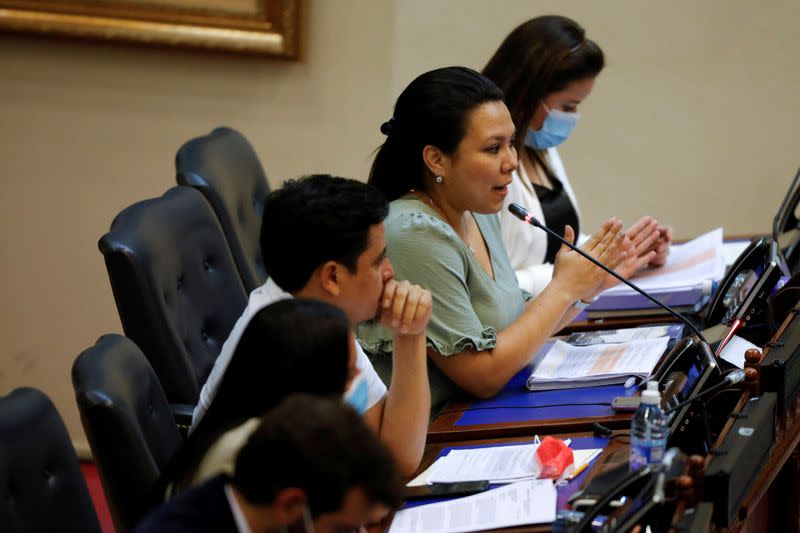 FILE PHOTO: Representative Anabell Belloso of the Farabundo Marti National Liberation Front (FMLN) takes part in a session of The Salvadoran Congress, in San Salvador, El Salvador