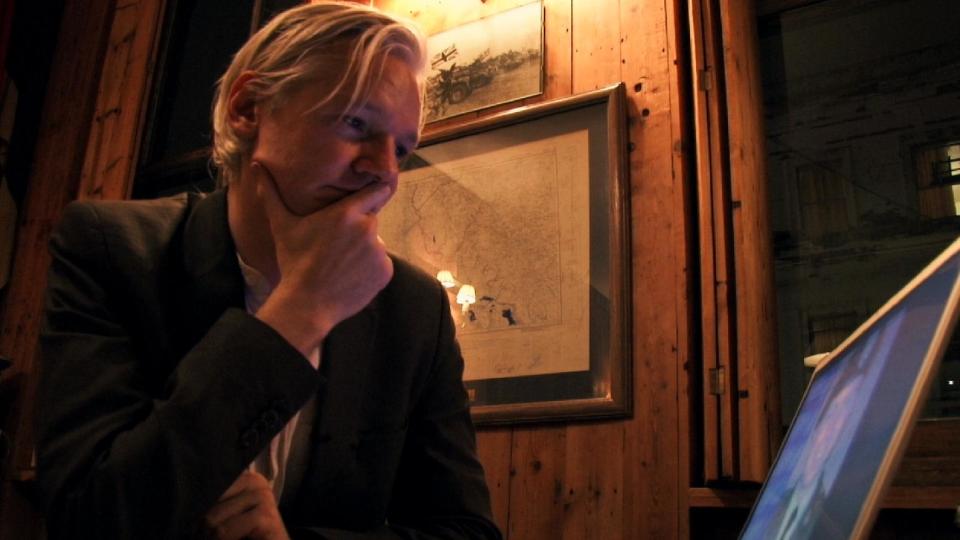 This film publicity image released by Focus World shows Julian Assange in a scene from the documentary, "We Steal Secrets: The Story of WikiLeaks." (AP Photo/Focus World)