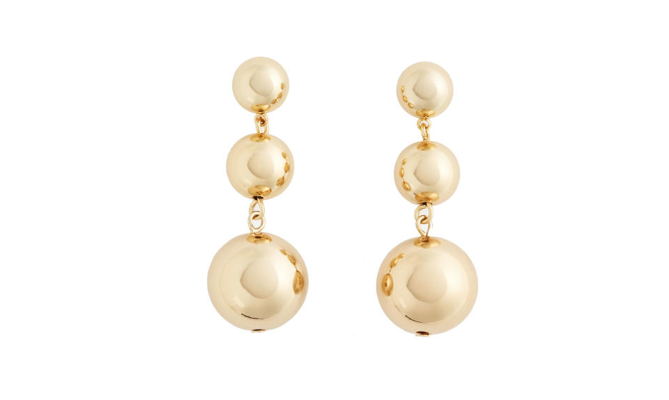 <p>Triple-ball drop earrings, $40, <a rel="nofollow noopener" href="https://www.anntaylor.com/triple-ball-drop-earrings/434923" target="_blank" data-ylk="slk:anntaylor.com;elm:context_link;itc:0;sec:content-canvas" class="link ">anntaylor.com</a> </p>