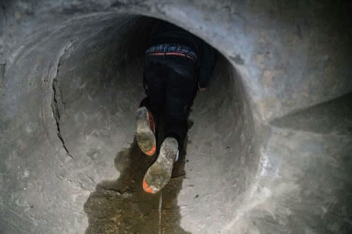 Protesters practised before heading into the sewers