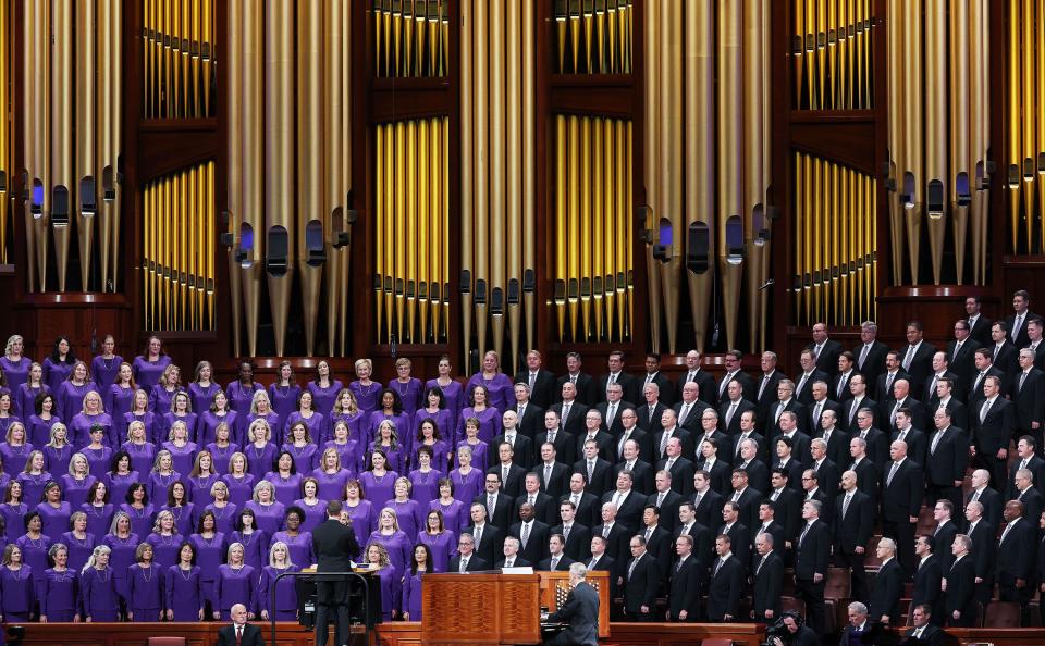 The Tabernacle Choir at Temple Square sings during the193rd Semiannual General Conference of The Church of Jesus Christ of Latter-day Saints at the Conference Center in Salt Lake City on Saturday, Sept. 30, 2023. | Jeffrey D. Allred, Deseret News