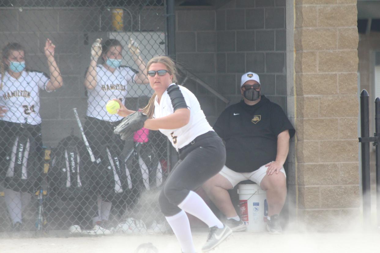 Hamilton's softball team split a doubleheader against Allendale on Tuesday, April 28