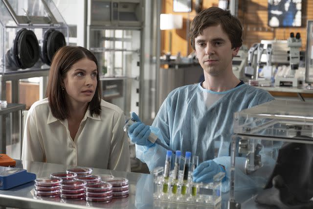 <p>ABC/Jeff Weddell</p> Paige Spara (left) and Freddie Highmore in 'The Good Doctor.'