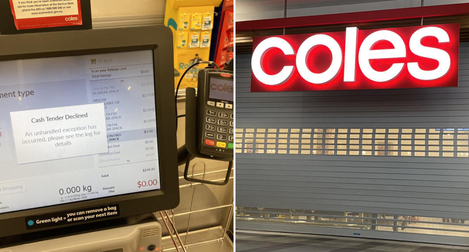 Coles supermarkets closed due to technical issue.