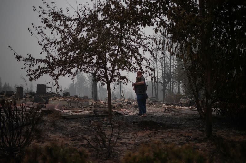 Couple arrive to find their home gutted by the Almeda fire in Talent, Oregon