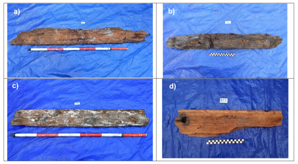 Four wooden fragments discovered
