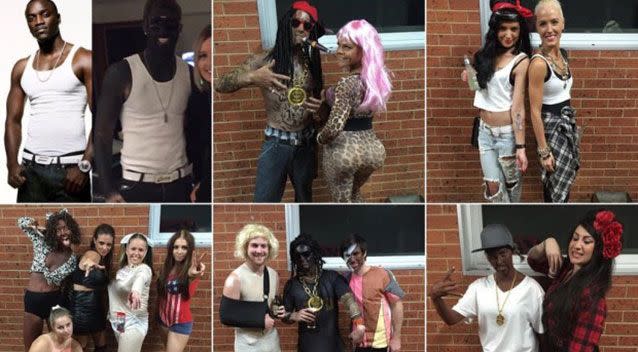 Several people at the Frankston sports club went in blackface, their pics shared on social media before being deleted. Source: Supplied