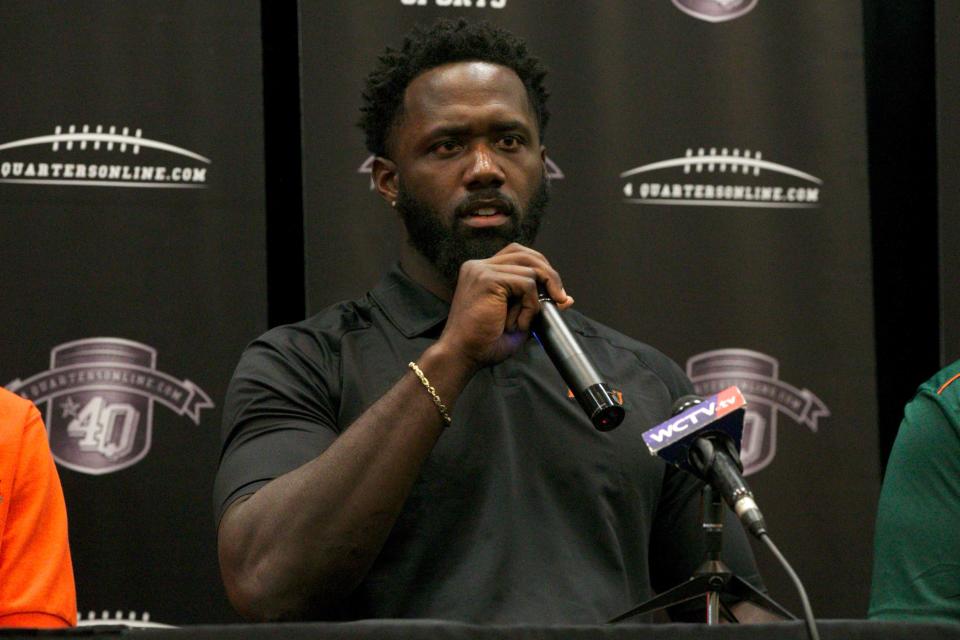 FAMU DRS head coach Alex Williams speaks during 4Quarters Media Day on July 26, 2022, at the Donald L Tucker Civic Center.