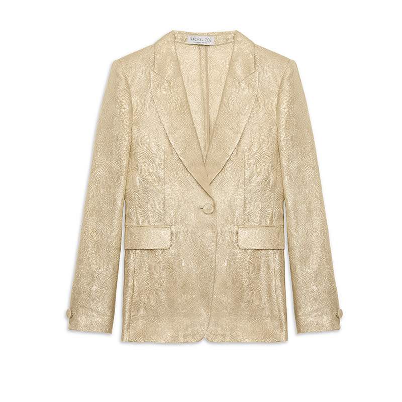 <p><span><span><a rel="nofollow noopener" href="https://shoprachelzoe.com/shop/new-arrivals/rockfeller-metallic-blazer/?attribute_pa_color=gold" target="_blank" data-ylk="slk:Rockfeller Metallic Blazer;elm:context_link;itc:0;sec:content-canvas" class="link ">Rockfeller Metallic Blazer</a>, <span> $525 $315</span></span></span></p> <p> <strong>Related Articles</strong> <ul> <li><a rel="nofollow noopener" href="http://thezoereport.com/fashion/style-tips/box-of-style-ways-to-wear-cape-trend/?utm_source=yahoo&utm_medium=syndication" target="_blank" data-ylk="slk:The Key Styling Piece Your Wardrobe Needs;elm:context_link;itc:0;sec:content-canvas" class="link ">The Key Styling Piece Your Wardrobe Needs</a></li><li><a rel="nofollow noopener" href="http://thezoereport.com/entertainment/celebrities/nicole-kidman-weekend-routine-instyle-july-2017/?utm_source=yahoo&utm_medium=syndication" target="_blank" data-ylk="slk:Nicole Kidman's Weekend Routine Is Just Like Ours;elm:context_link;itc:0;sec:content-canvas" class="link ">Nicole Kidman's Weekend Routine Is Just Like Ours</a></li><li><a rel="nofollow noopener" href="http://thezoereport.com/living/wellness/one-ingredient-olivia-wilde-always-puts-morning-smoothie/?utm_source=yahoo&utm_medium=syndication" target="_blank" data-ylk="slk:The One Ingredient Olivia Wilde Always Puts In Her Morning Smoothie;elm:context_link;itc:0;sec:content-canvas" class="link ">The One Ingredient Olivia Wilde Always Puts In Her Morning Smoothie</a></li> </ul> </p>