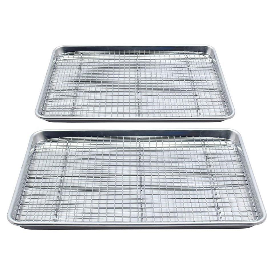 9) Checkered Chef Baking Sheet With Wire Rack Set