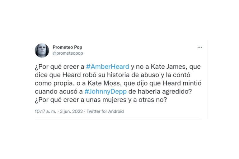 Mensajes a favor de Kate James tras el veredicto que encontró culpable a Amber Heard (Foto: Captura de Twitter)