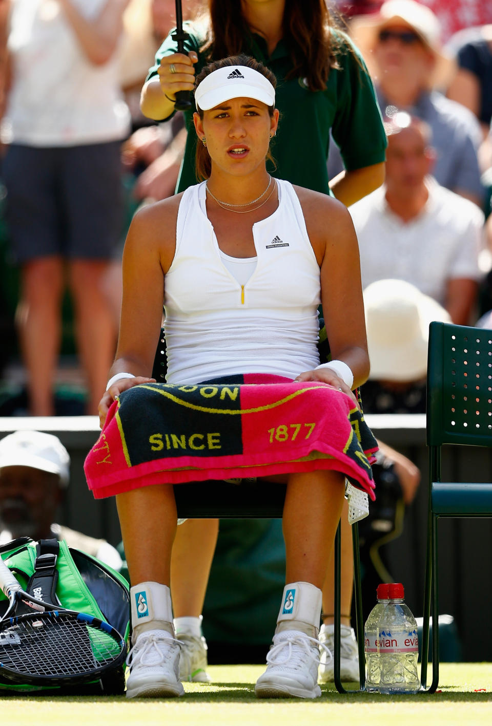 LONDON, ENGLAND - JULY 11:  Garbine Muguruza of Spain looks dejected in the Final Of The Ladies' Singles against Serena Williams of the United States during day twelve of the Wimbledon Lawn Tennis Championships at the All England Lawn Tennis and Croquet Club on July 11, 2015 in London, England.  (Photo by Julian Finney/Getty Images)