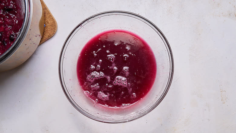 rhubarb blueberry syrup in bowl