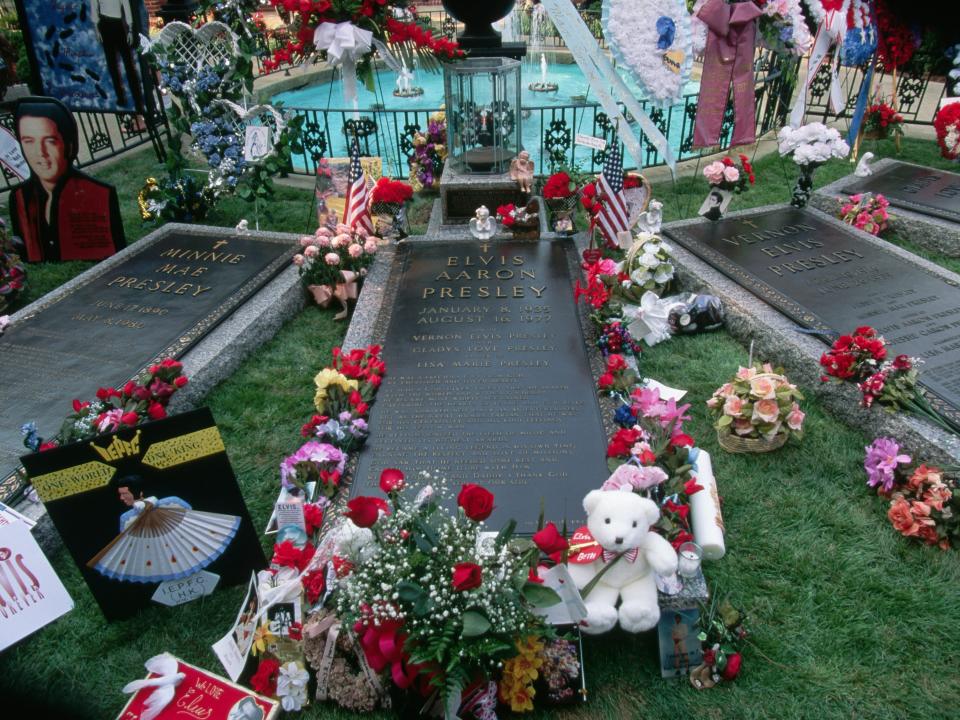 Elvis Presley's grave at Graceland in Memphis, Tennessee