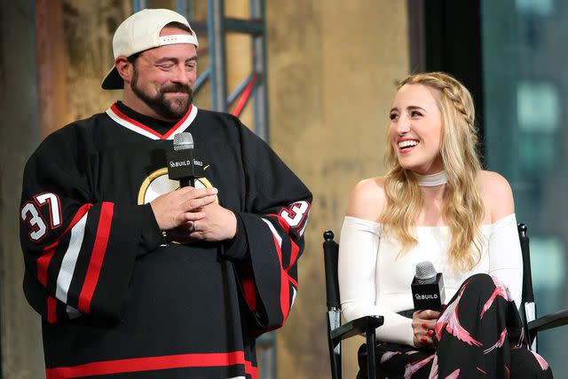 <p>Monica Schipper/WireImage</p> Kevin Smith and daughter Harley Quinn Smith speak at AOL Build Presents Kevin Smith and Harley Quinn Smith Discussing Their Film, "Yoga Hosers" on August 25, 2016 in New York City.